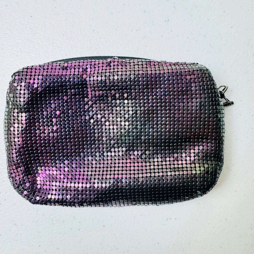 Big Buddha Iridescent Purple Green Mesh Chainmail Star Wristlet Clutch Bag